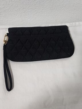princess vera wang Black Quilted Wristlet Clutch with Tassel Strap